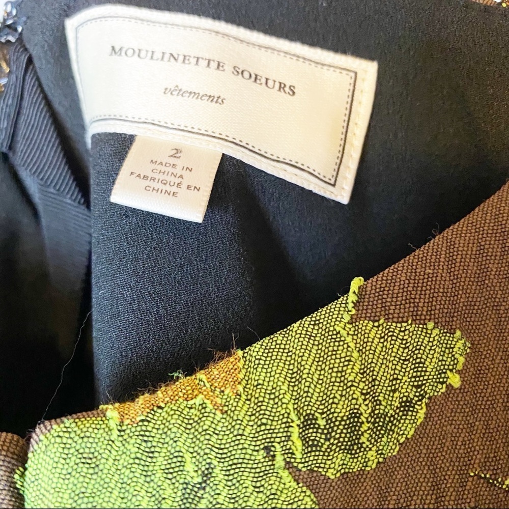 Anthropologie Moulinette Souers Floral Green Brown Bodycon Y2K Mini Dress 2 - Picture 8 of 11